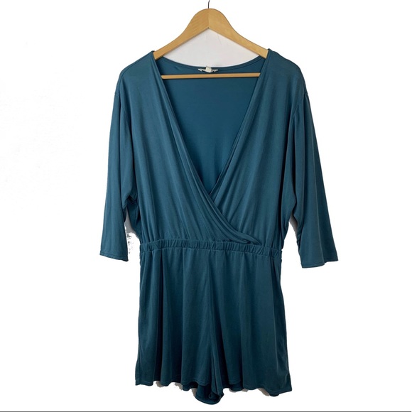 Silence + Noise Tangled Up Romper Teal Large - Picture 2 of 8